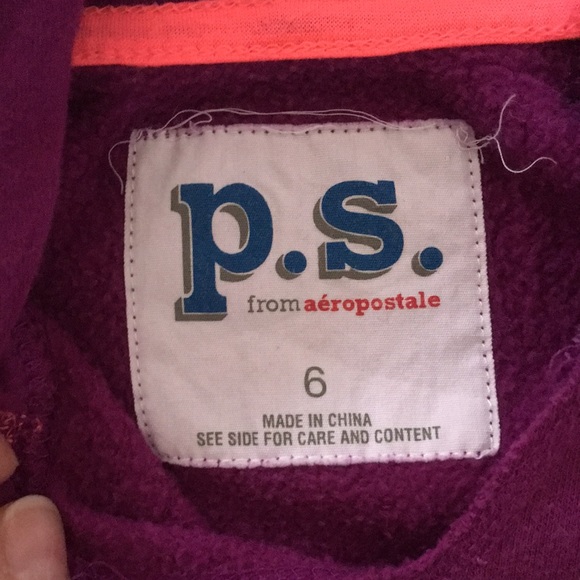 p.s. from Aeropostale size 6 hooded sweatshirt - Picture 3 of 6